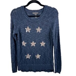 NWT INC International Concepts Sequin Star Americana Crewneck Sweater Women’s SP